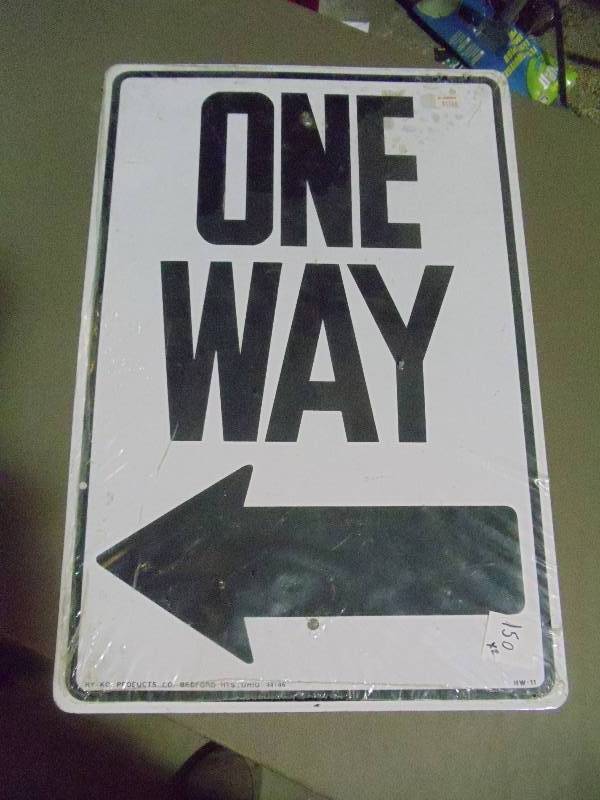 lot 150 image: NEW Qty 2 One Way Signs Metal