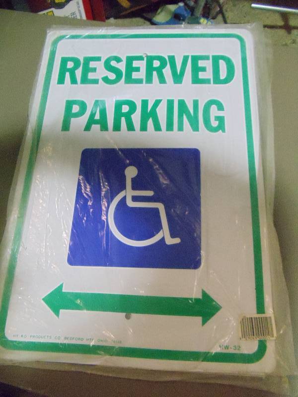 lot 161 image: NEW Reserved Parking Handicap Sign
