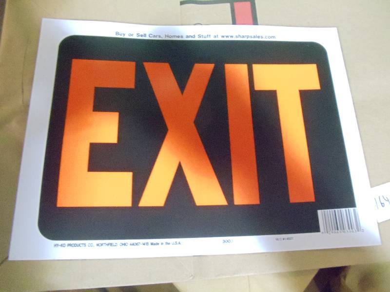 lot 164 image: NEW Qty 6 Exit Signs Plastic