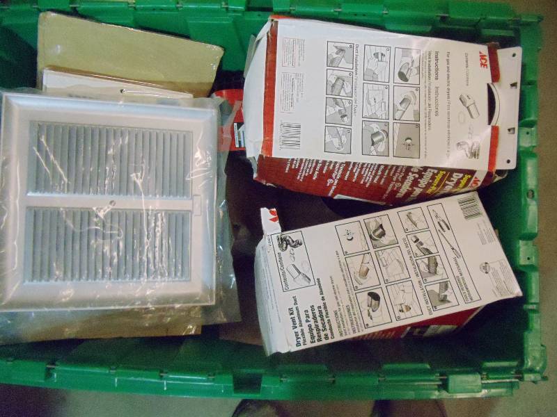 lot 199 image: NEW Entire Bin Register Covers, Dryer Vent Kits and More GREEN BIN NOT INCLUDED