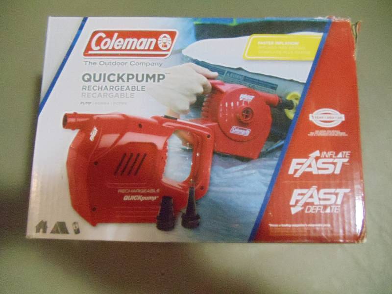 lot 200 image: NEW Coleman Quick Pump Portable Rechargeable Battery Operated Inflator