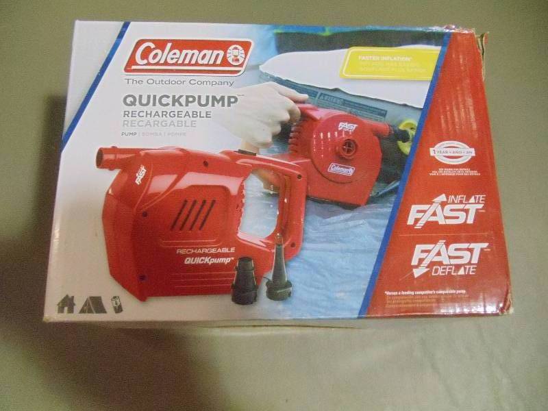 lot 201 image: NEW Coleman Quick Pump Portable Rechargeable Battery Operated Inflator