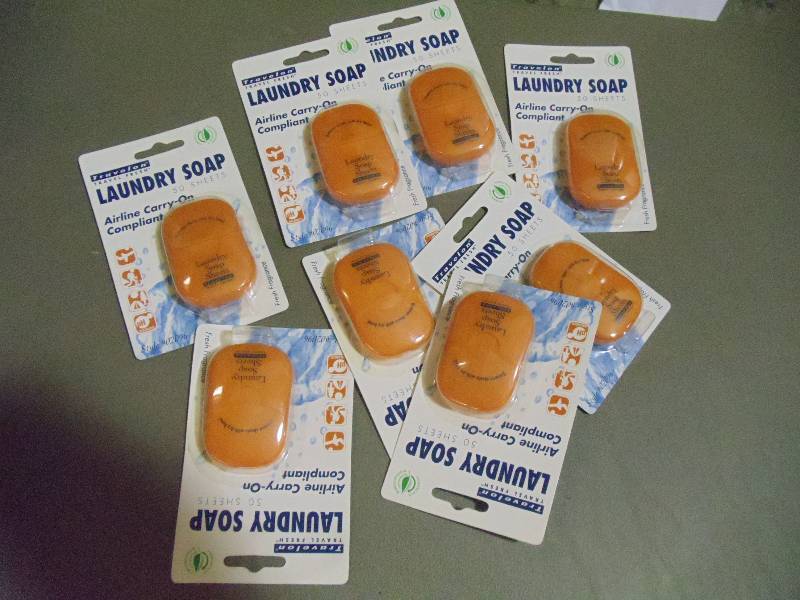 lot 202 image: NEW Qty 8 Packages Travel Airline Carry On Compliant Laudry Soap Sheets 50 Sheets per pkg.