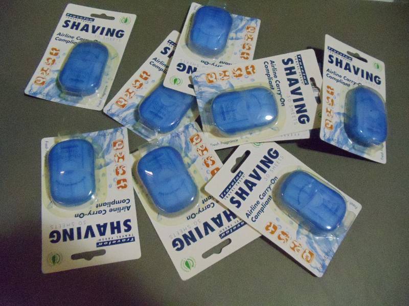 lot 203 image: NEW Qty 8 Packages Travel Airline Carry On Compliant Shaving Cream Sheets 50 Sheets per pkg.