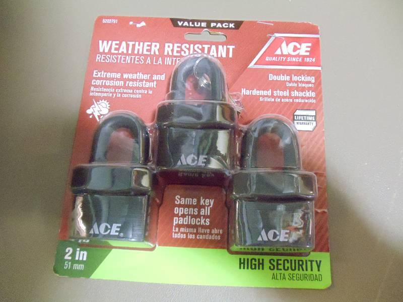 lot 228 image: NEW Qty 3 Weather Resistant heavey Duty Locks