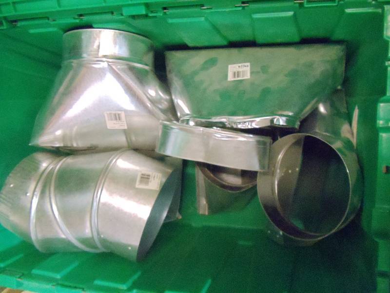 lot 333 image: NEW Entire Bin Galvanized Duct Connectors  GREEN BIN NOT INCLUDED