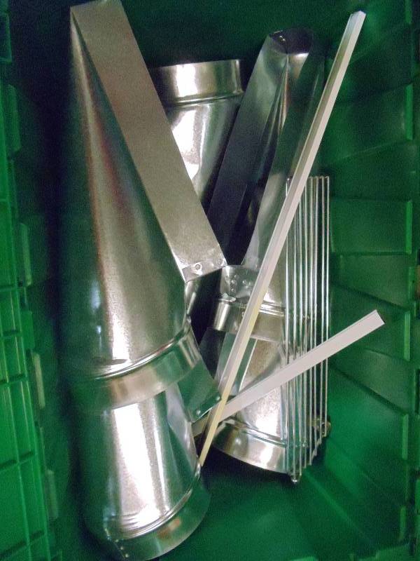 lot 334 image: NEW Entire Bin Galvanized Duct Connectors  GREEN BIN NOT INCLUDED