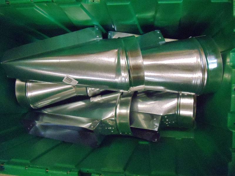 lot 340 image: NEW Entire Bin Galvanized Duct Connectors  GREEN BIN NOT INCLUDED