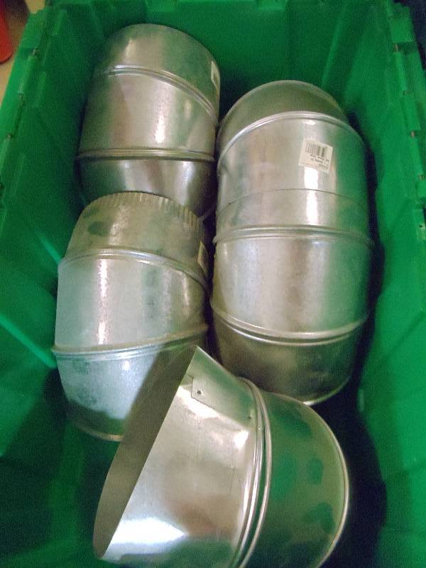 lot 357 image: NEW Entire Bin Galvanized Duct Connectors  GREEN BIN NOT INCLUDED
