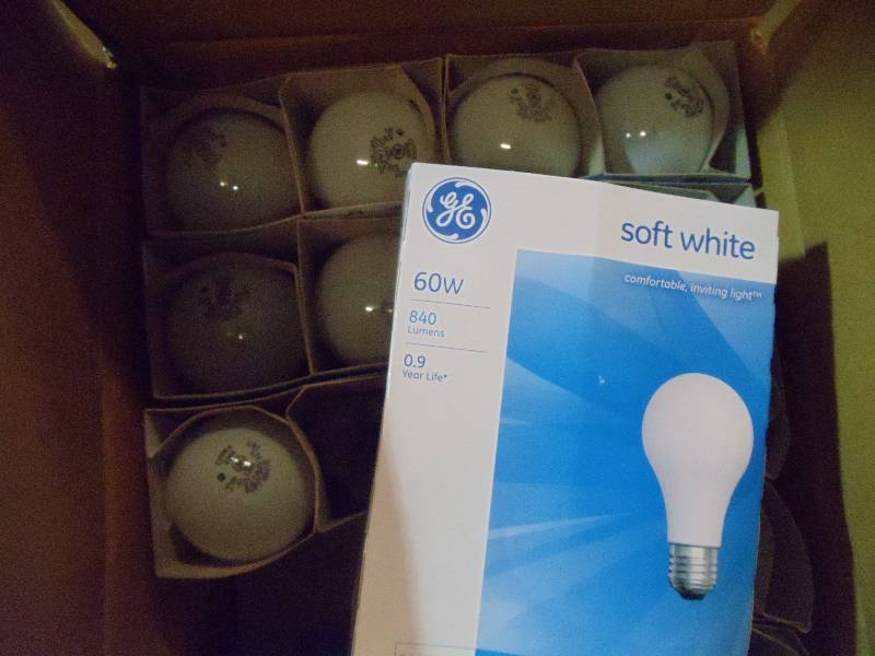 lot 393 image: NEW Approx 120 GE 60 Watt Soft White Incandescent Light Bulbs
