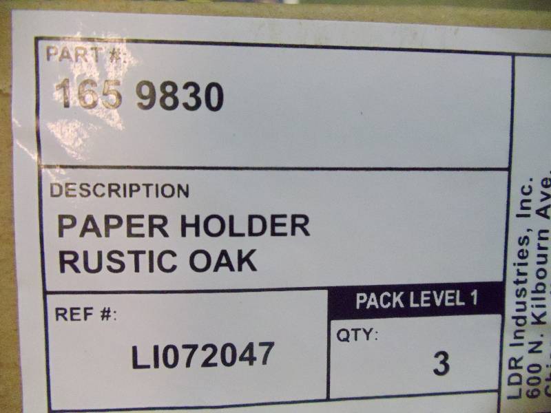 lot 394 image: NEW Qty 3 Rustic Oak Toilet Paper Holders