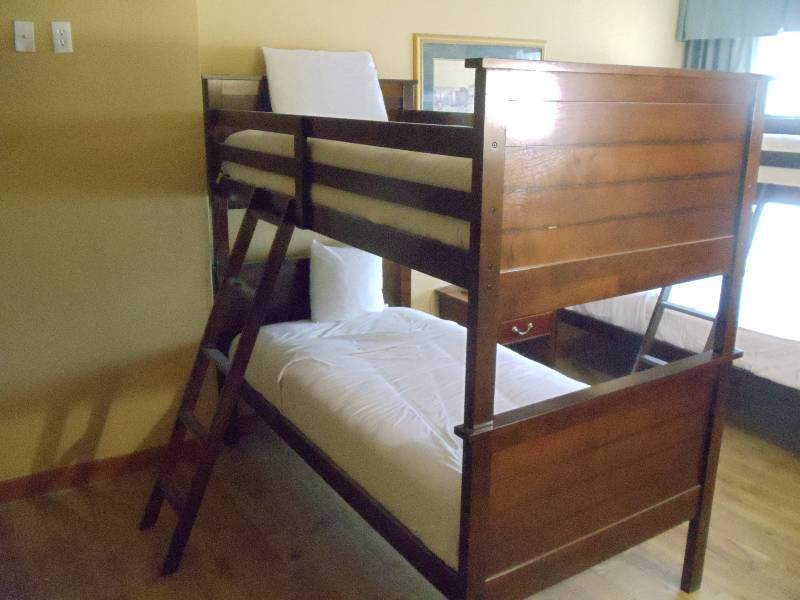 Wood bunk bed.