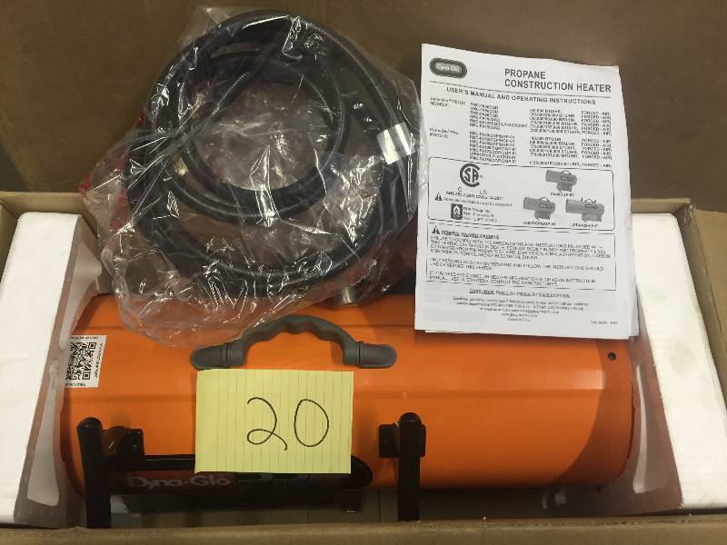 lot 20 image: 125K BTU Forced Air LP Gas Portable Heater