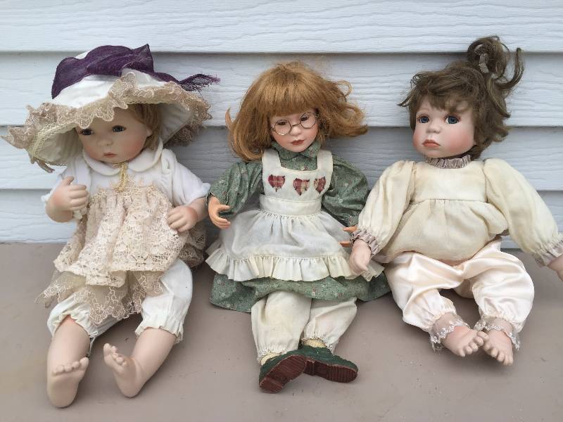 Lot of 3 Porcelain Dolls