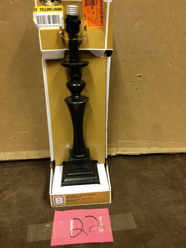 lot 22 image: Hampton Bay Mix & Match Restoration Bronze Classic Square Table Lamp