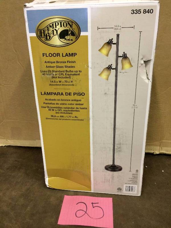 lot 25 image: New Hampton Bay 70 in. Antique Bronze Track Tree Floor Lamp-HD13651FRBRZC