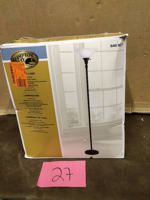 lot 27 image: Hampton Bay 72 in. Bronze Torchiere Floor Lamp-HD09528TOBRZE New