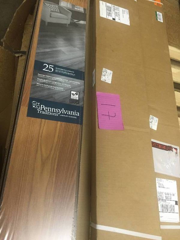 lot 17 image: Lot of 3 cases- Pennsilvanya Traditions Oak 12 mm Thick x 7.96 in. Wide x 53.4 in. Length Laminate Flooring (15.04 sq. ft.  case) New