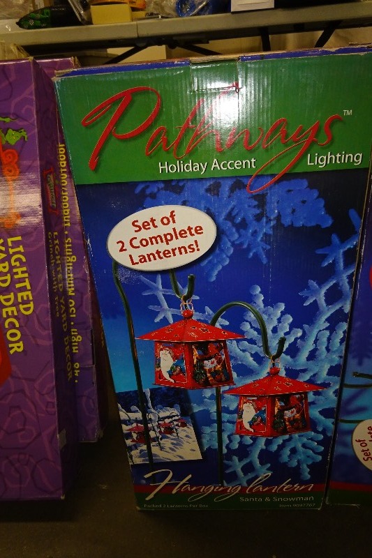 Pathways Hanging Lantern Santa & Snowman
