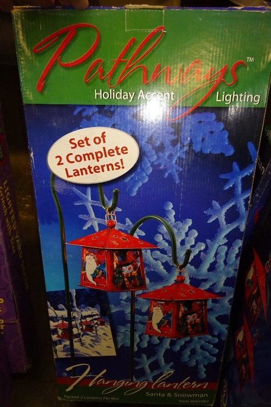 Pathways Hanging Lantern Santa & Snowman