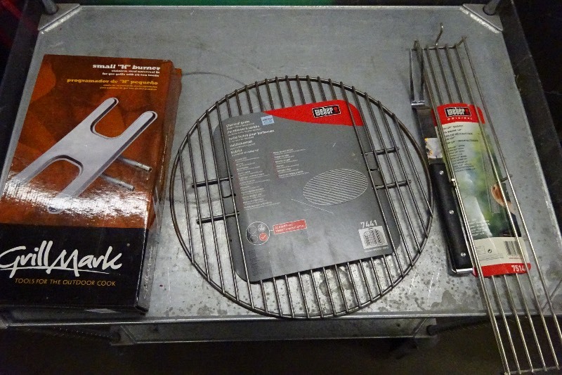 Small H frill burner, Charcoal grate, forweber, fork, warmer up basket for weber