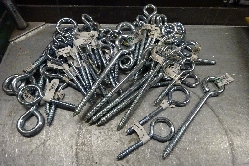 Variety of sizes steel eye bolts