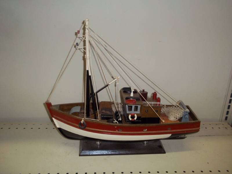 lot 10 image: model ship 18 long 17 high red and white