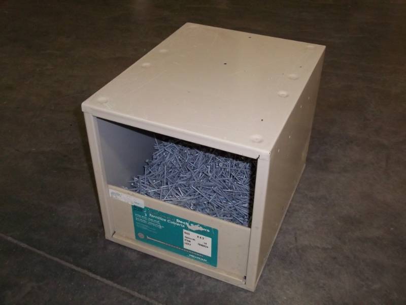 lot 72 image: metal storage box w3 galvanized deck screws 42lbs total weight with box
