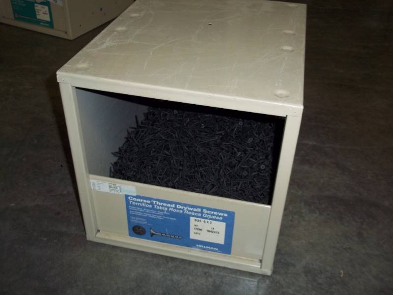 lot 73 image: metal storage box w2 sheet rock screws 46lbs total weight with box