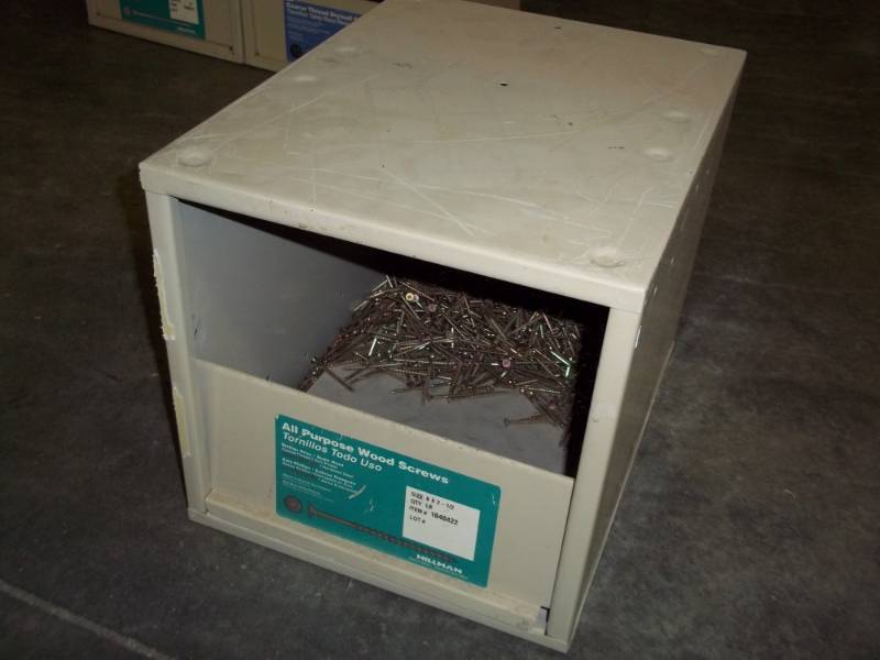 lot 74 image: metal storage box with 2 12 deck screws 17lbs total weight with box
