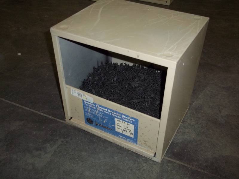 lot 78 image: metal storage box with 1 12 sheet rock screws 31lbs total weight with box