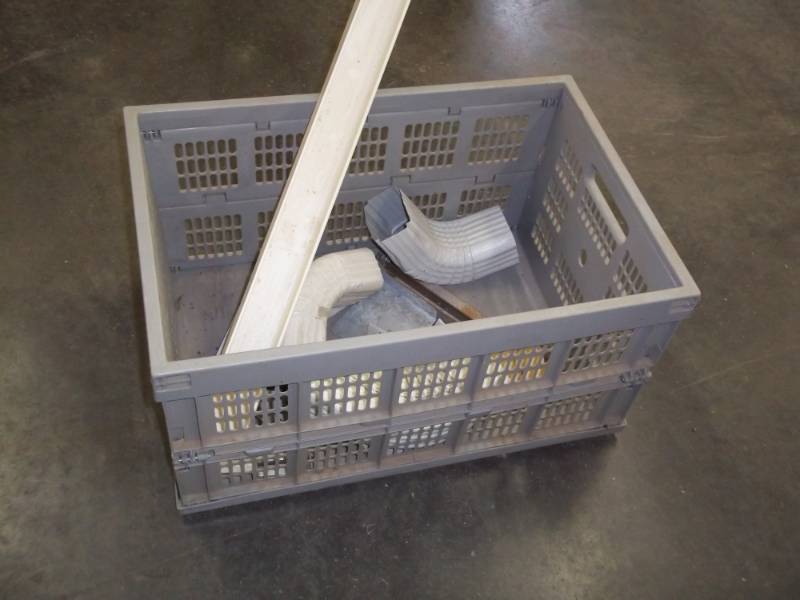 lot 97 image: folding plastic bin wgutter attachments 55 section, down spout angles
