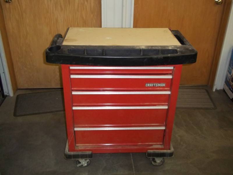 lot 140 image: craftsman rolling tool box (5 drawers) red