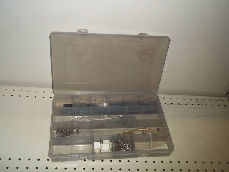 lot 147 image: plastic dividers container wassorted hardware, hacksaw blades