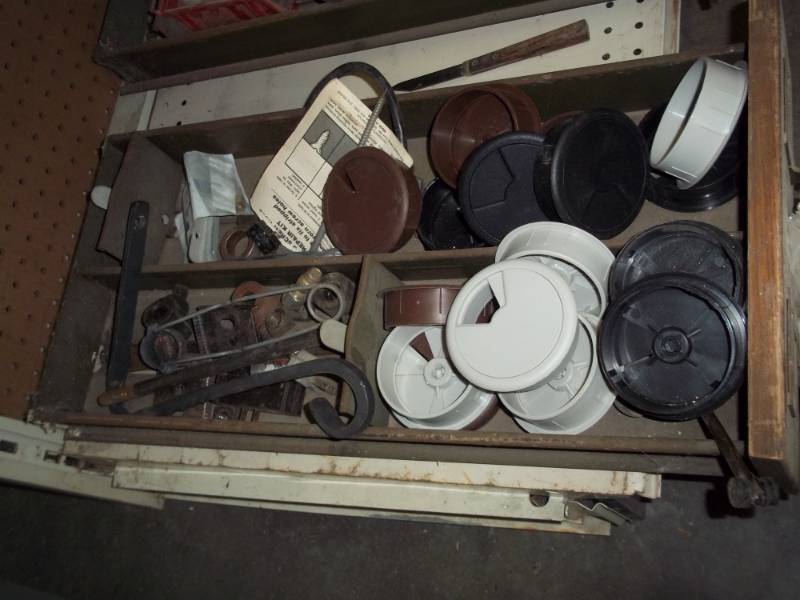 lot 231 image: steel drawer torch wigniter, office desk cork organizer, assorted hardware drawer included