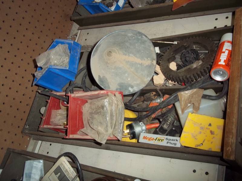 lot 232 image: steel drawer wgears, assorted hardware, power plug, funnel drawer included