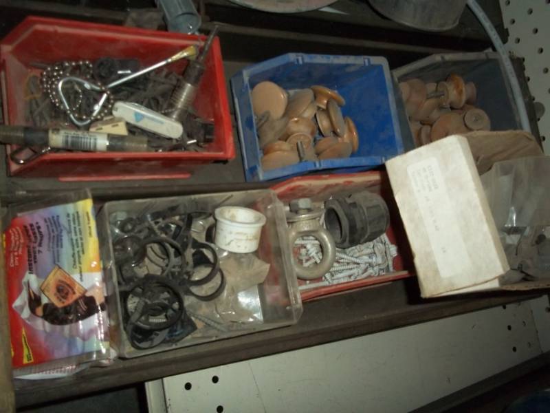 lot 255 image: steel drawer w drawer pulls, assorted hardware, assorted tools drawer included