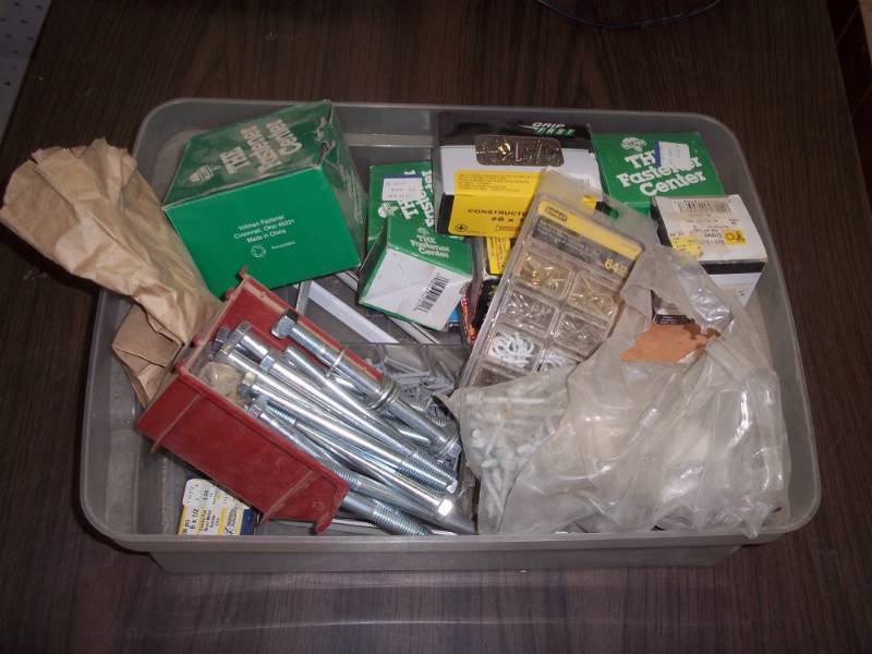 lot 294 image: plastic tub whardware assorted bolts, screws