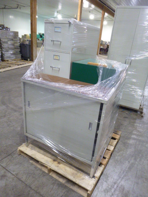 Metal File Cabinet, Credenza and Garbage Receptacle