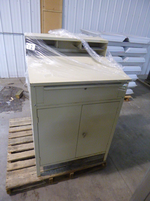 Metal Receiving Desk and 2 Drawer File Cabinet