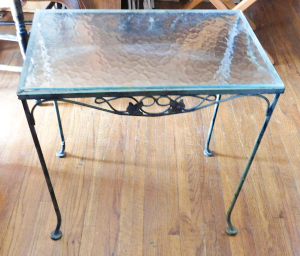 lot 20 image: cast iron table and glass top