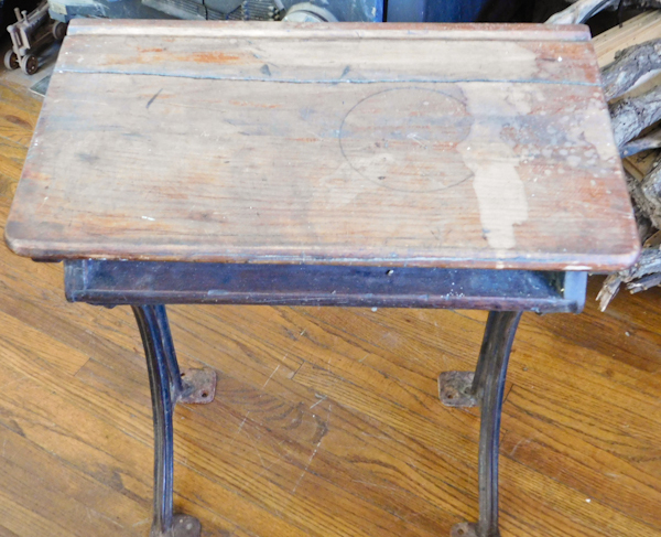lot 28 image: vintage school desk wood and cast iron