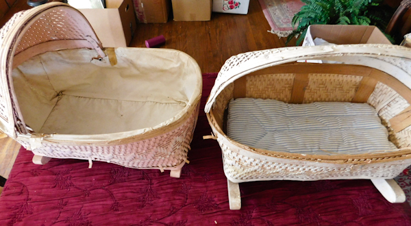 lot 36 image: two vintage doll bassinets