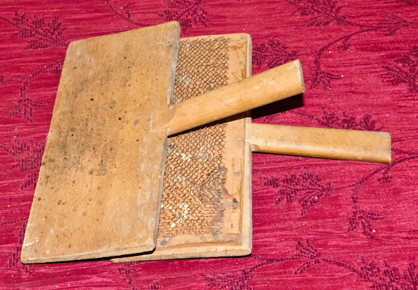 lot 89 image: two vintage wool hand cards used for carding wool