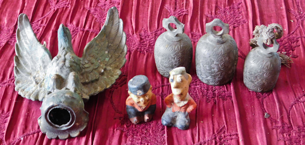 lot 96 image: mini brass bells pot metal eagle and more