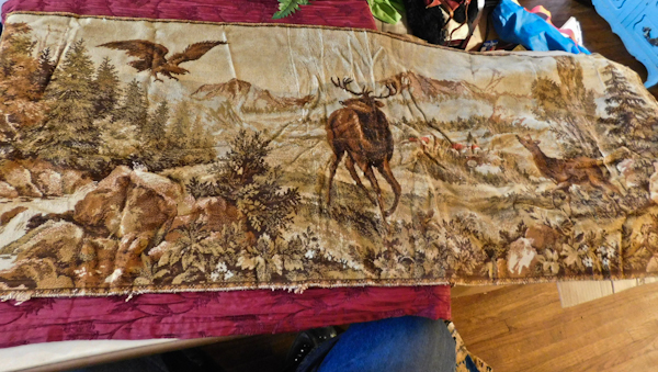 lot 152 image: vintage tapestry woodland theme 67 x 25