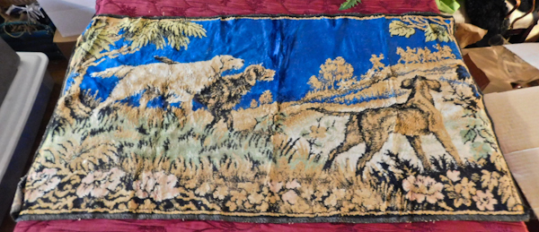 lot 153 image: Tapestry woodland hunting dog theme 37 x 19