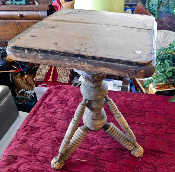 lot 182 image: antique three legged stool needs some TLC to be functional