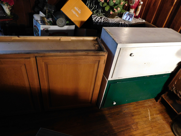 lot 191 image: two cabinets one was from a kitchen the other from a shop