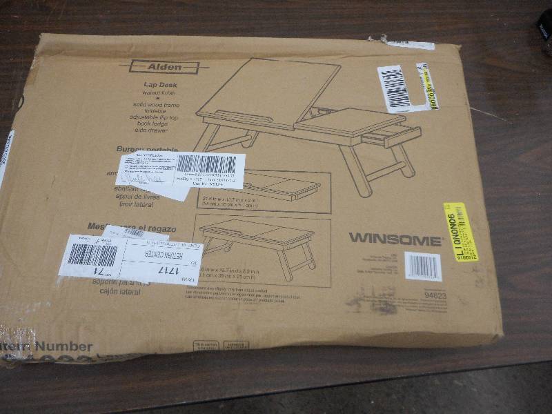 lot 14 image: Winsome Wood Alden Lap Desk, Flip Top with Drawer, Foldable Legs